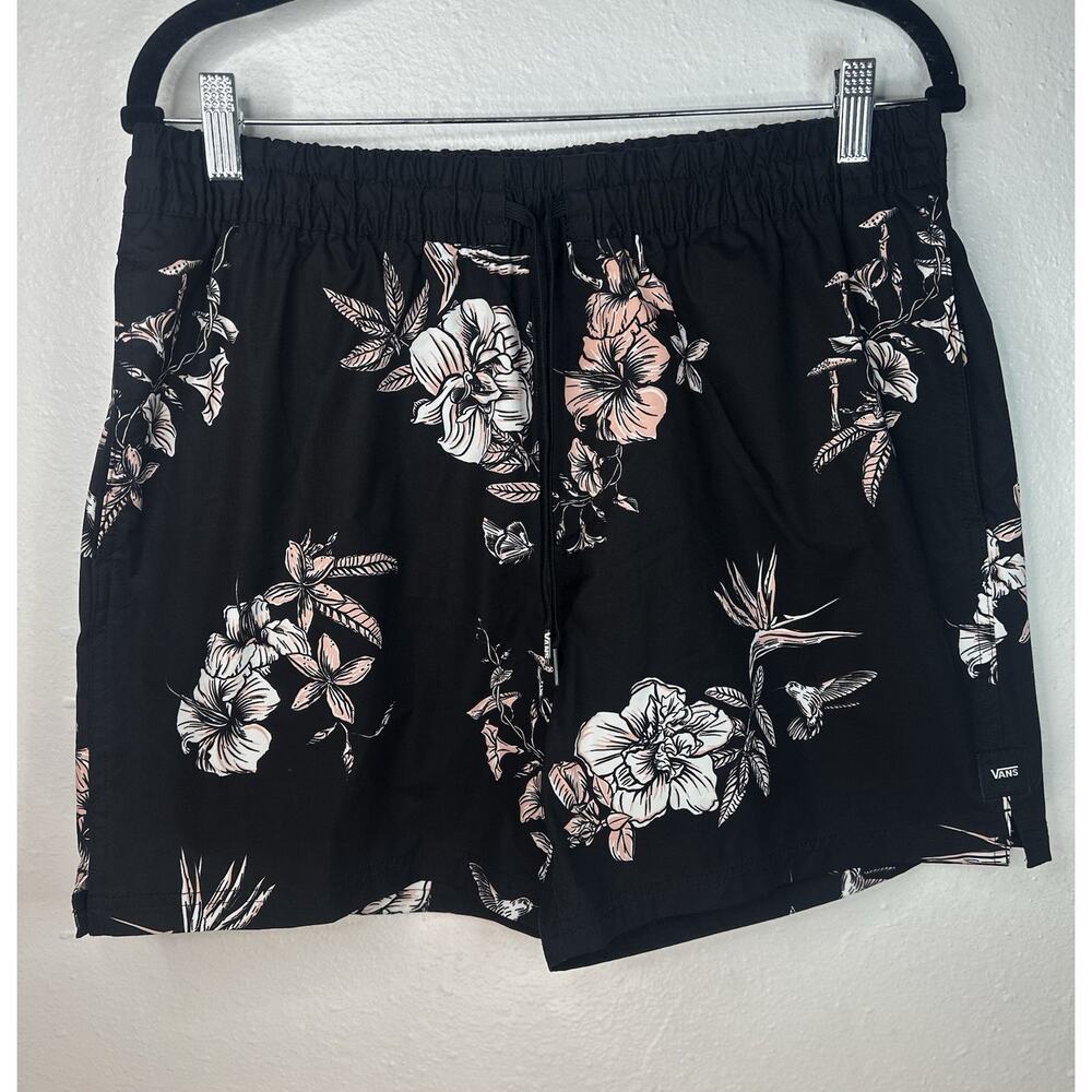 Vans Essential Black And Floral Board Shorts Large Swim Summer